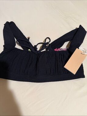 Popflex Swim Sea Maiden Bikini Black Smocked Top
